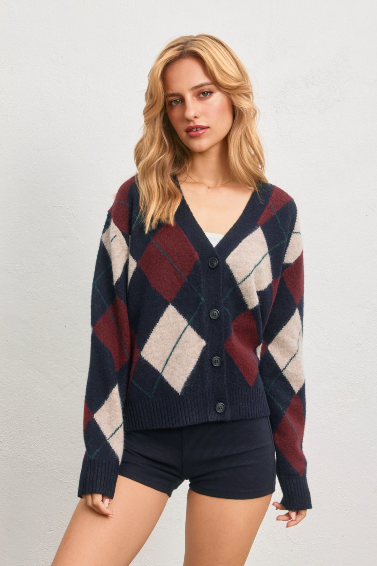 As If Argyle Cardigan