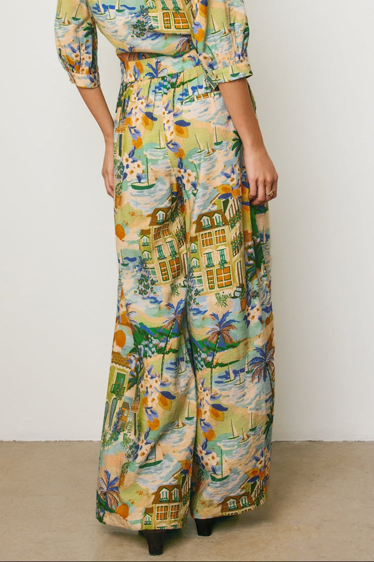 Caribbean Blues Wide Leg Pants