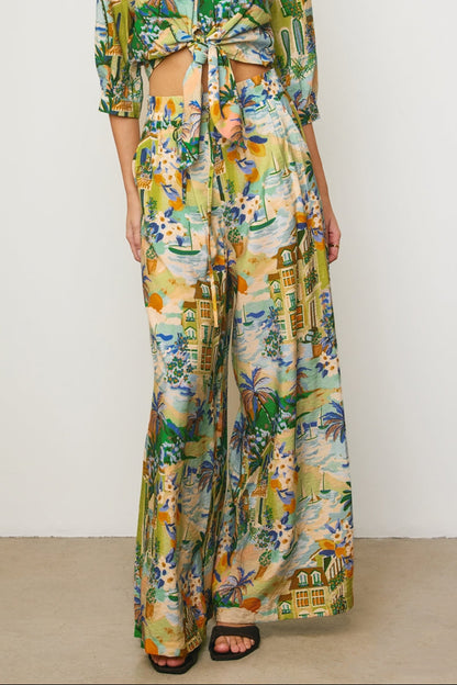 Caribbean Blues Wide Leg Pants