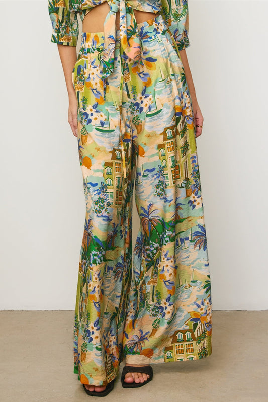 Caribbean Blues Wide Leg Pants