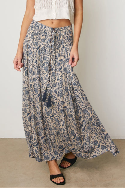 Vintage Blue Paisley Maxi Skirt