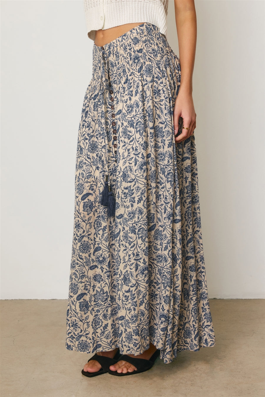 Vintage Blue Paisley Maxi Skirt