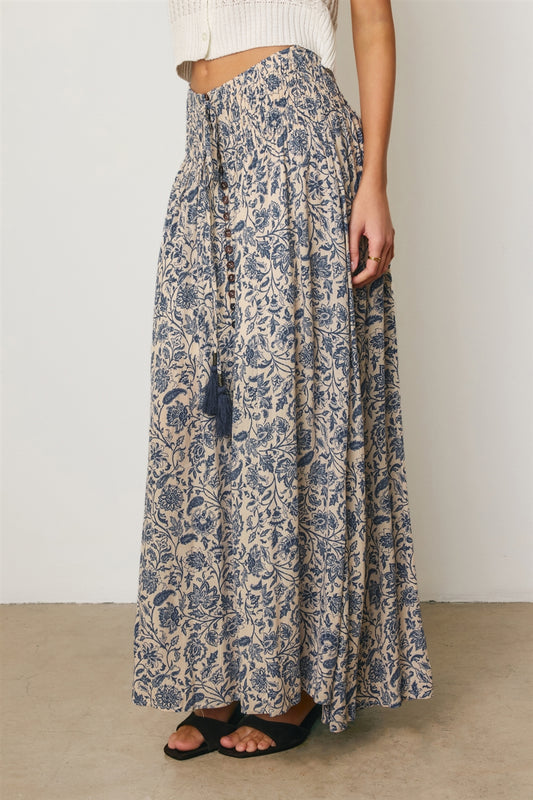 Vintage Blue Paisley Maxi Skirt