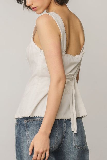 Linen Lace Trim Top