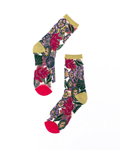 Festive Floral Sheer Socks