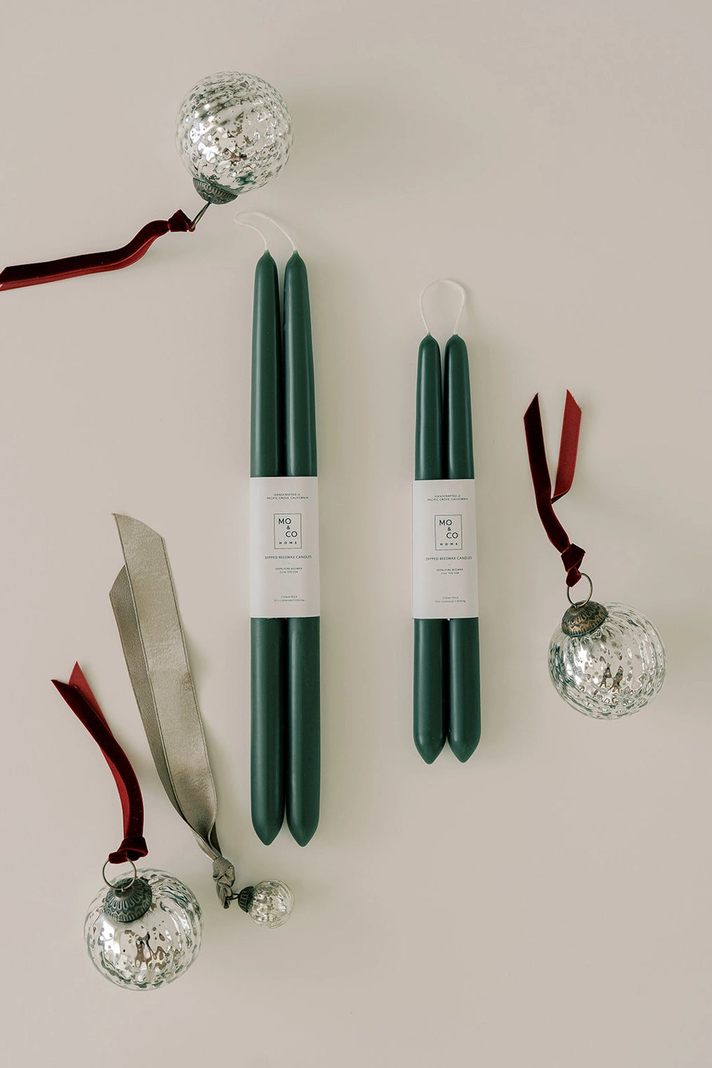 Beeswax Dipped Candles | Forest Green