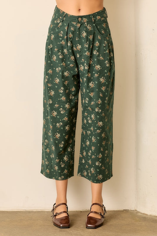 Floral Balloon Pants | Hunter Green