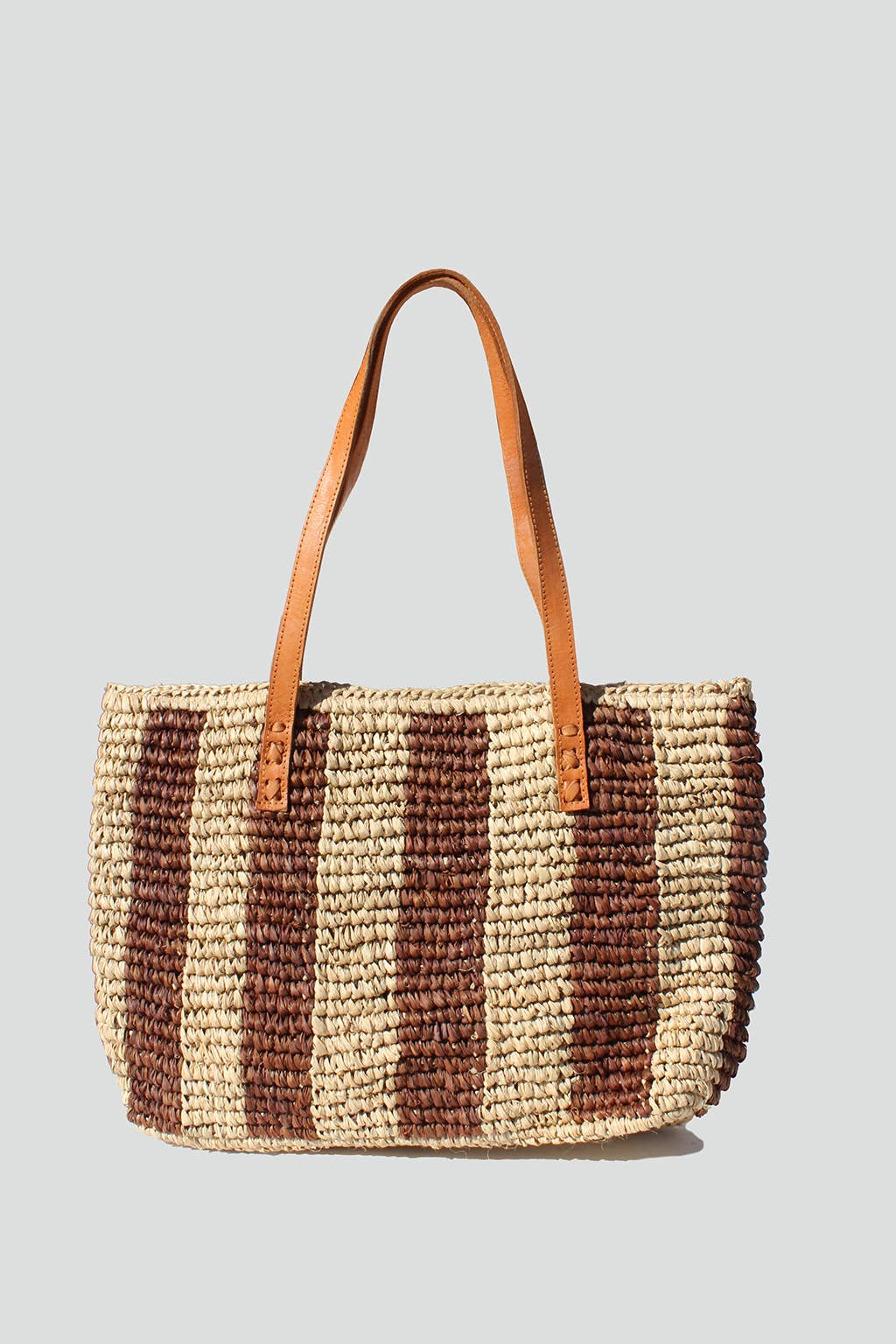 Miwah Stripe Raffia Tote | Brown