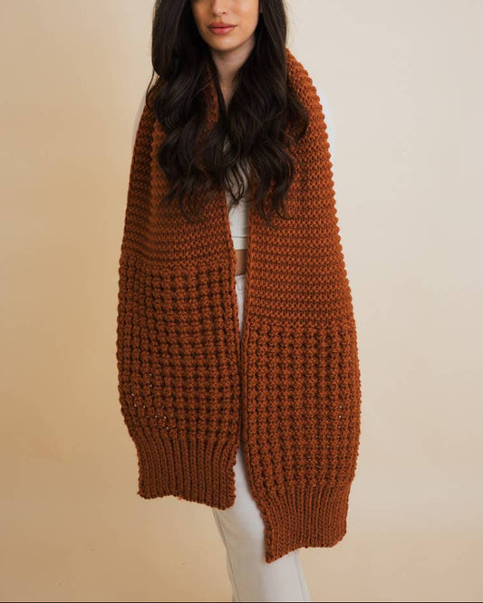 Waffle Knit Scarf | Brown