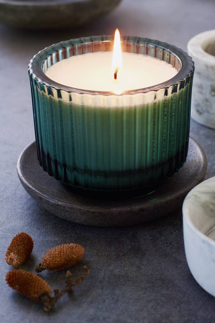 Roland Pine Green Ribbed Glass Candle | 6oz