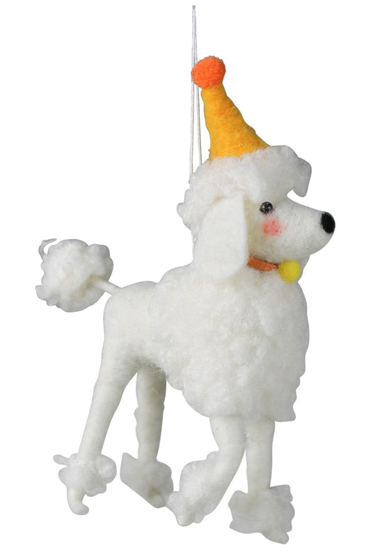 Poodle with Party Hat Ornament