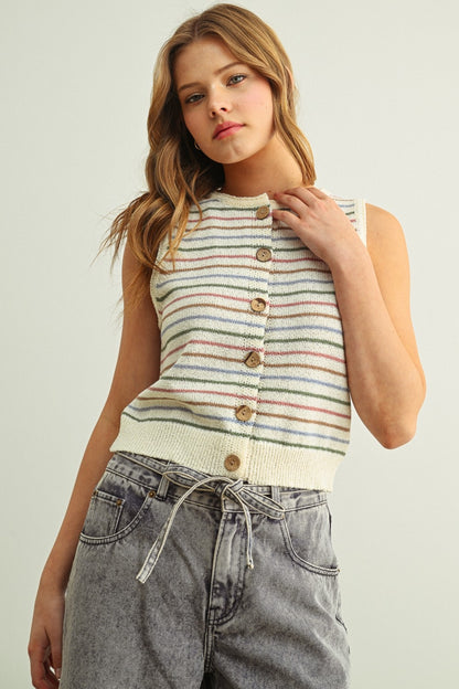 Stripe Knit Vest | Cream