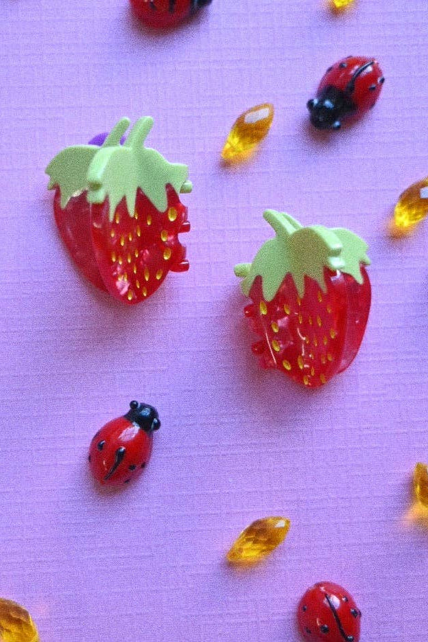 Tiny Strawberry Hair Clips | Set of 4