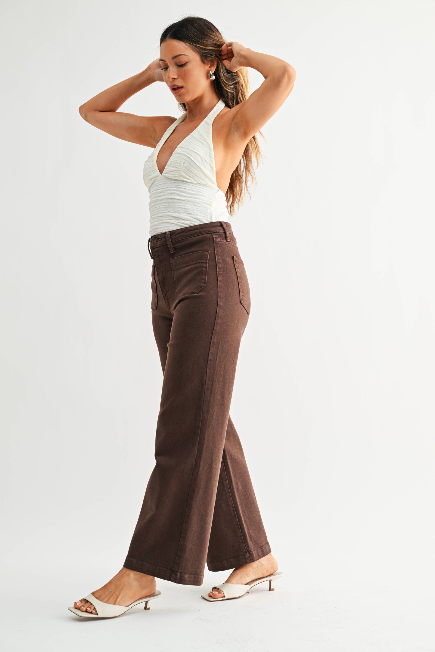 Sailor Pocket Wide Leg Denim | Dark Brown