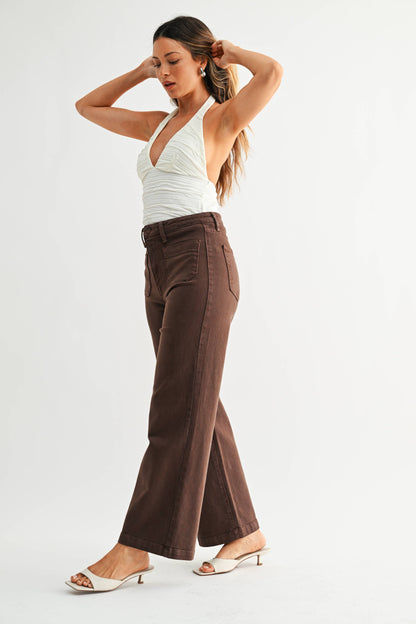 Sailor Pocket Wide Leg Denim | Dark Brown
