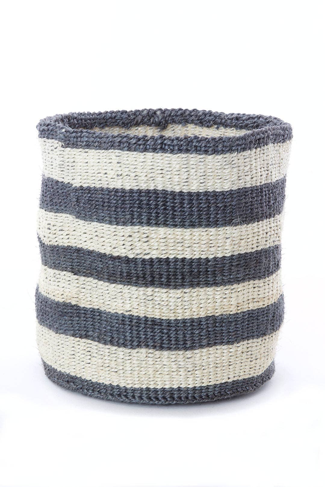 Sisal Basket with Dove Gray Stripes