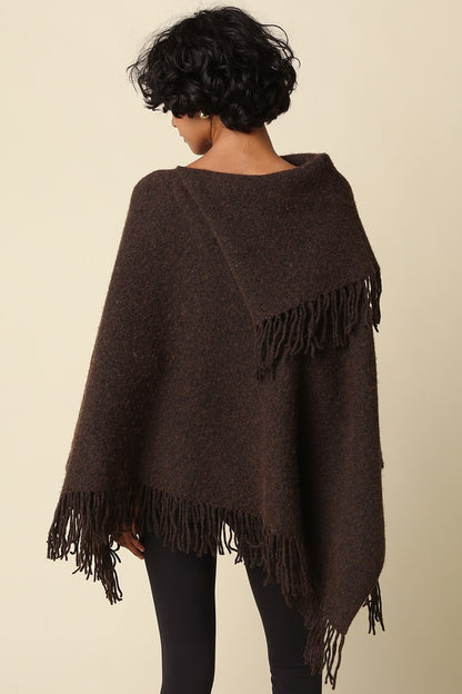 Fireside Fringe Poncho | Coffee
