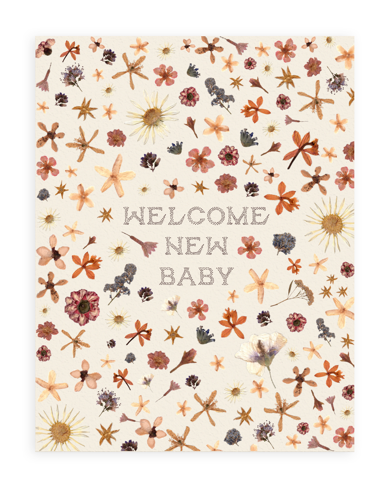 Pressed Flowers Welcome New Baby Card