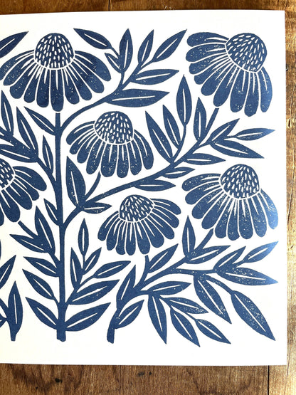 Garden Series Print | Navy Echinacea