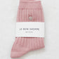 Embroidered Her Socks | Pink + Silver Seashell