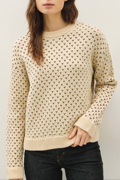 Heart Dot Jaquard Sweater | Ivory