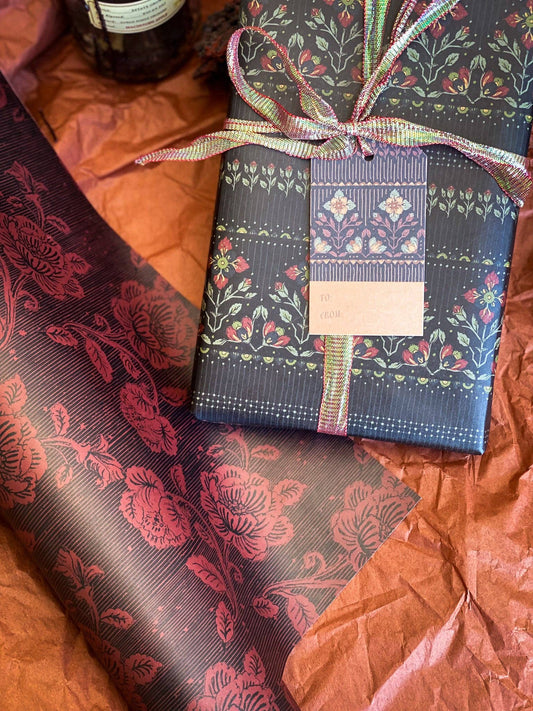 Midnight Blooms Gift Wrap | Roll of 3 Sheets