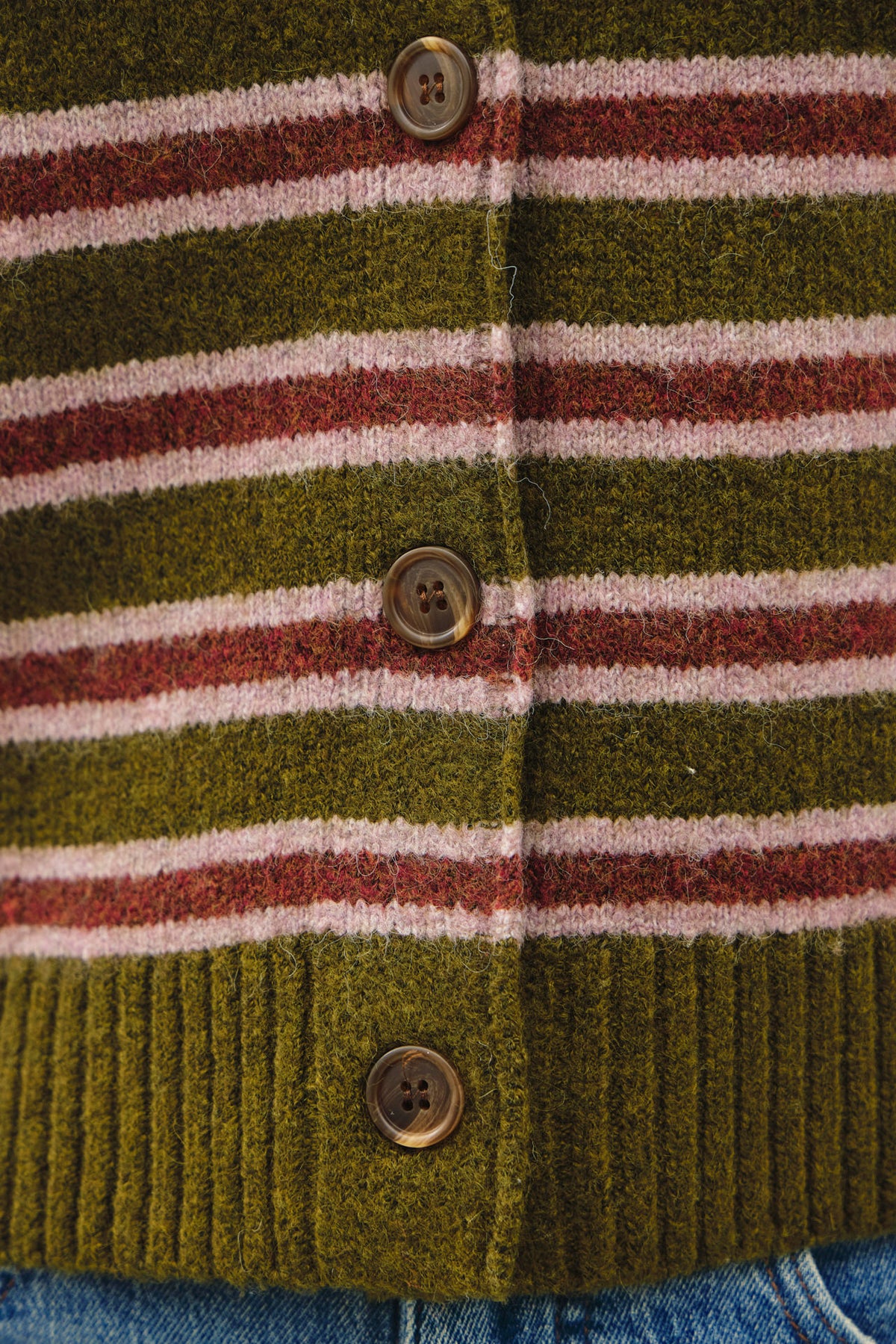 Cozy Striped Cardigan | Olive