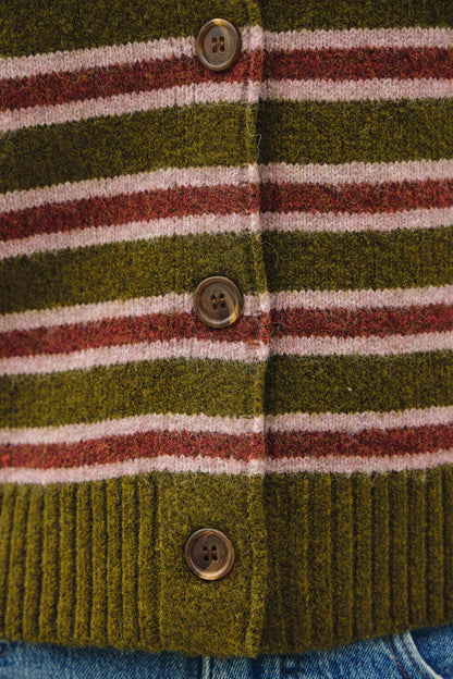 Cozy Striped Cardigan | Olive