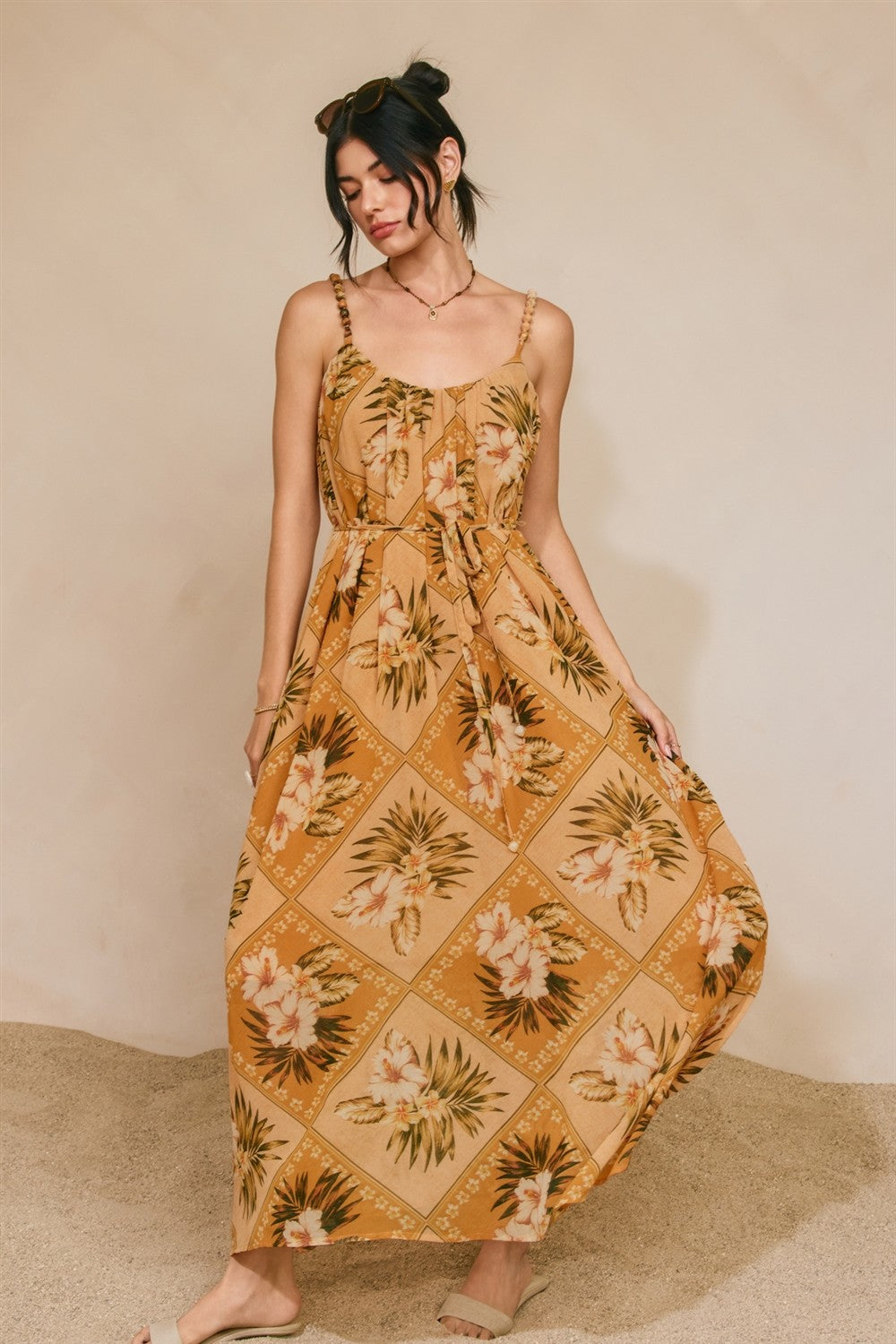 Golden Hour Tile Midi Dress