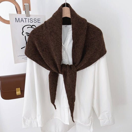 Soft Knit Triangle Scarf | Brown