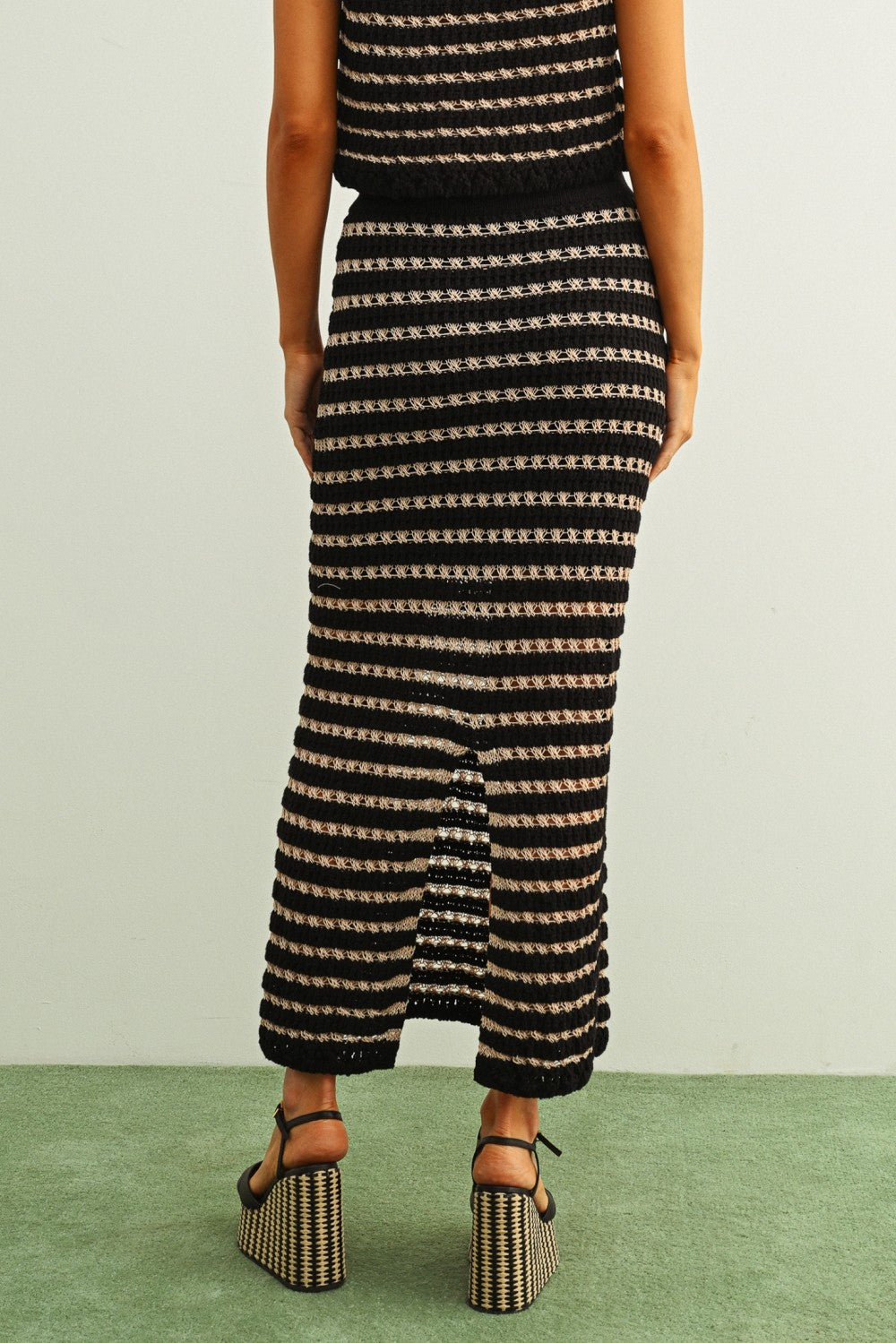 Black + Taupe Stripe Skirt