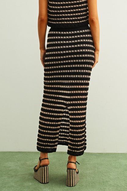 Black + Taupe Stripe Skirt