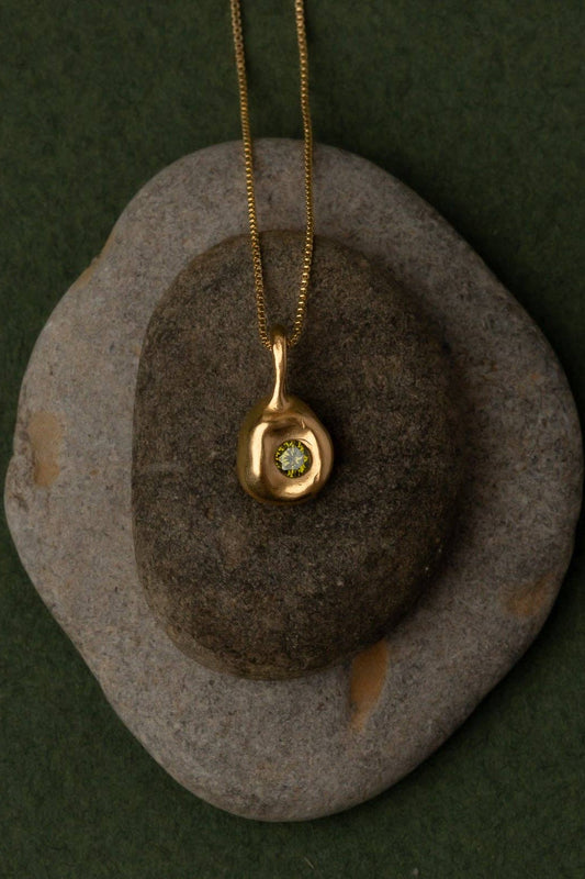 Pebble Necklace | Olive CZ