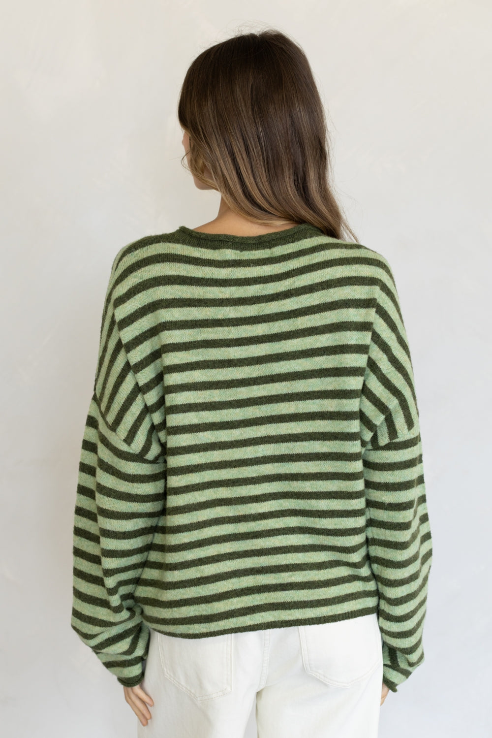Piper Striped Pullover Sweater | Olive Combo