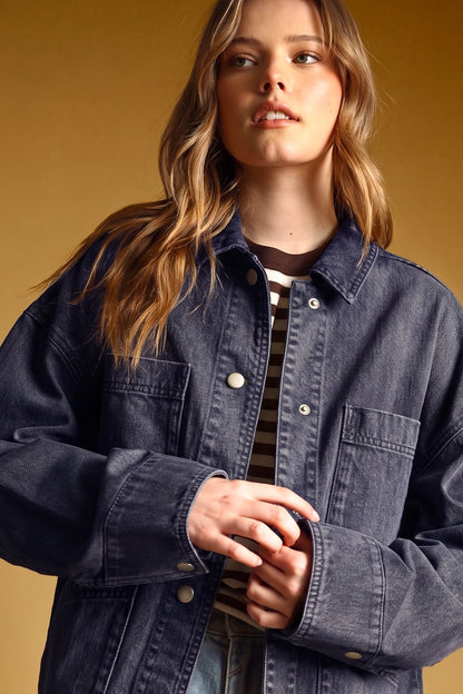 Vintage Washed Shacket | Navy
