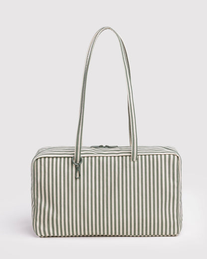 Medium Nylon Bowler Bag | Sage Stripe