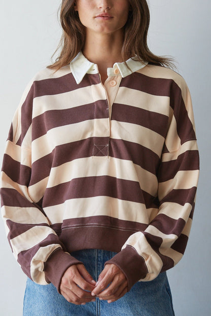 Courtside Stripe Polo Sweatshirt