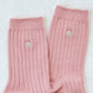 Embroidered Her Socks | Pink + Silver Seashell
