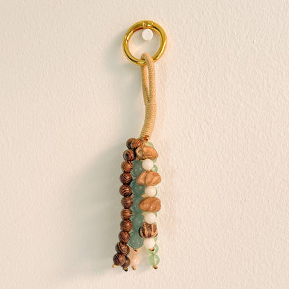 Bead Charm Keychain | Celadon + Wood Beads