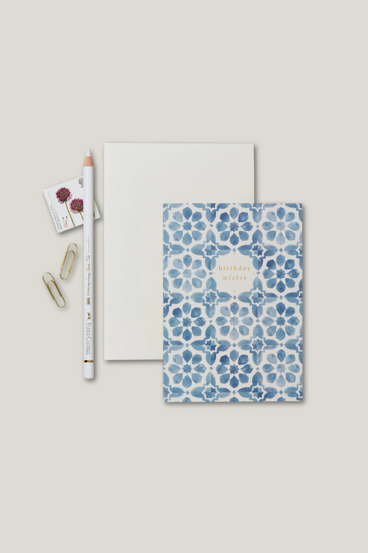 Blue Tile 'Birthday Wishes' Card