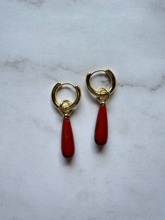 Amara Gemstone Hoops | Red Jasper