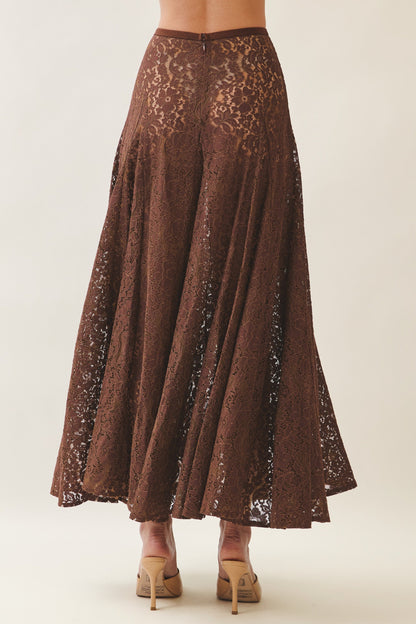 High Waisted Lace Skirt | Chocolate