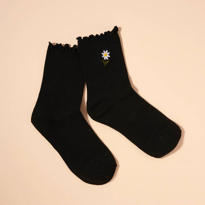 Floral Embroidered Socks