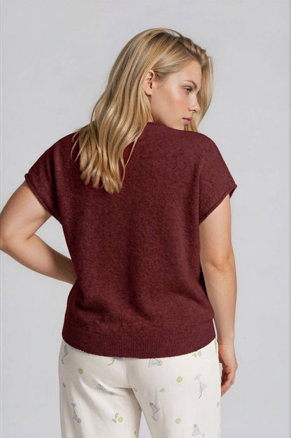 Short Sleeve Piper Cardigan | Burgundy