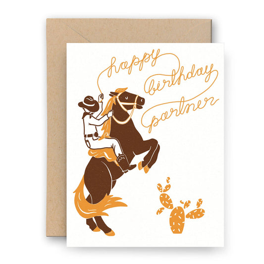 Happy Birthday Partner Cowboy Card