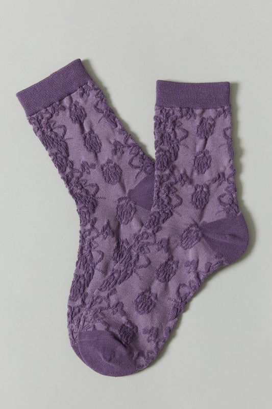 Purple Embossed Crew Socks | No. 5
