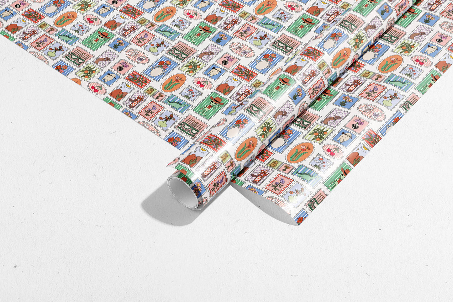 Stamp Print Rolled Gift Wrap