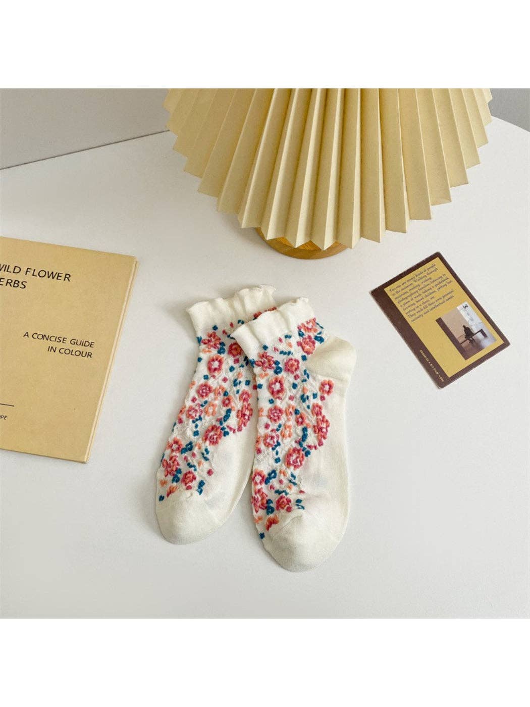 Floral Ruffle Ankle Socks | Yellow