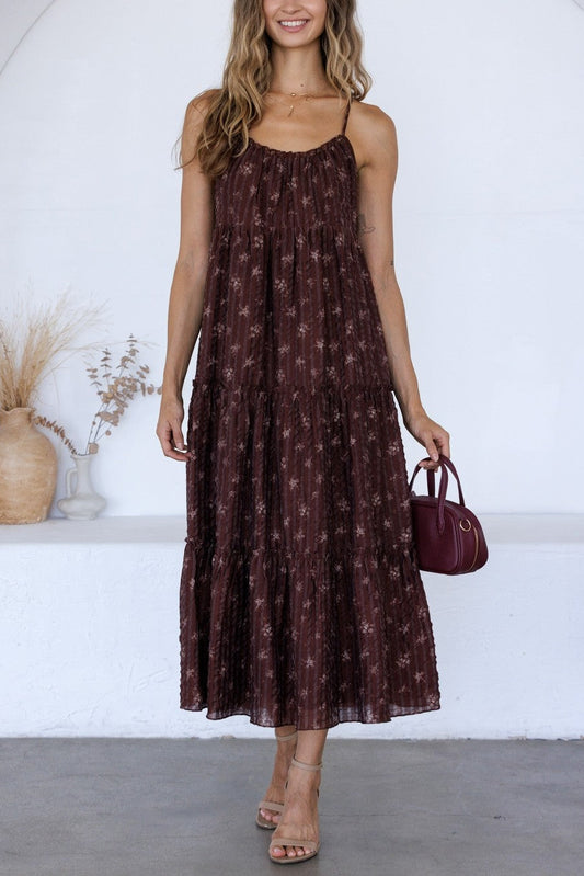 Simone Stripe Ditsy Midi Dress