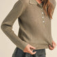 Metallic Ribbed Sweater Shirt